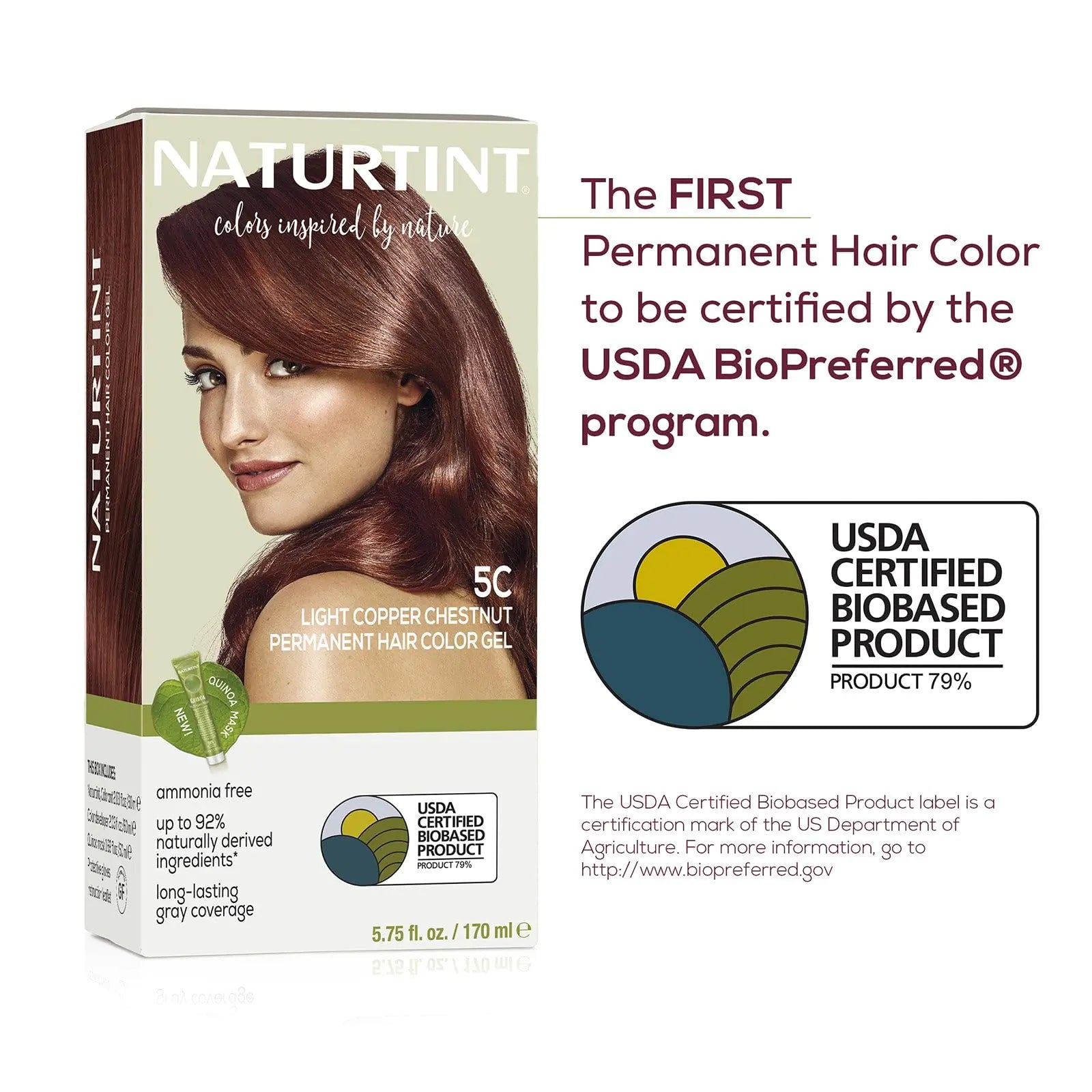 Naturtint Permanent Hair Color 5C Light Copper Chestnut (Pack of 6), Ammonia Free, Vegan, Cruelty Free, up to 100% Gray Coverage, Long Lasting Results