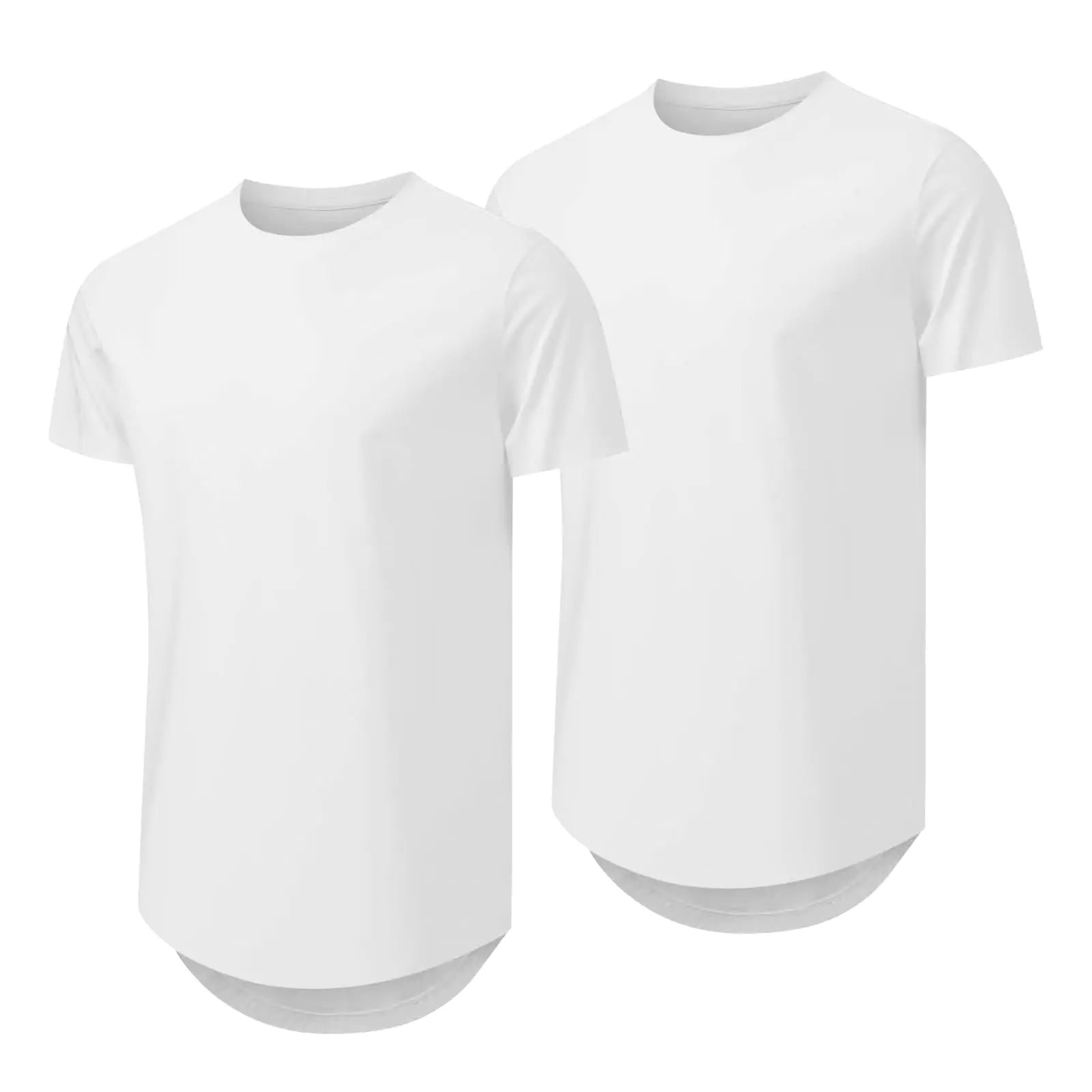 Mens T Shirts Casual Hipster Hip Hop Longline Crewneck Tee Shirts 2-white/White（2pack） 4X-Large