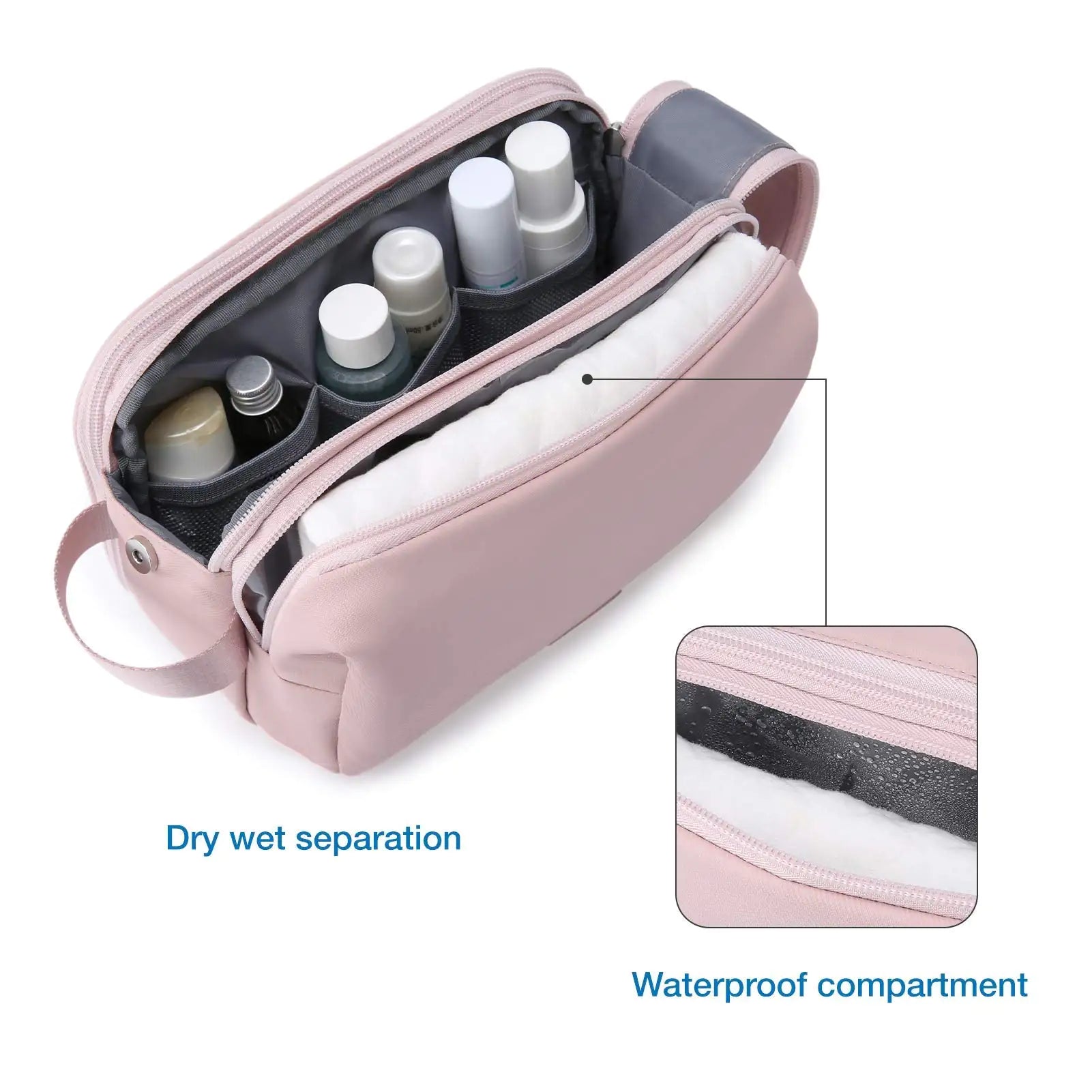 BAGSMART Pink Toiletry Bag – Stylish Travel Organizer for Women - Vivareflex Online