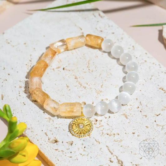 Quartet of Luck - Citrine & Selenite Bracelet of Serendipity Conscious Items
