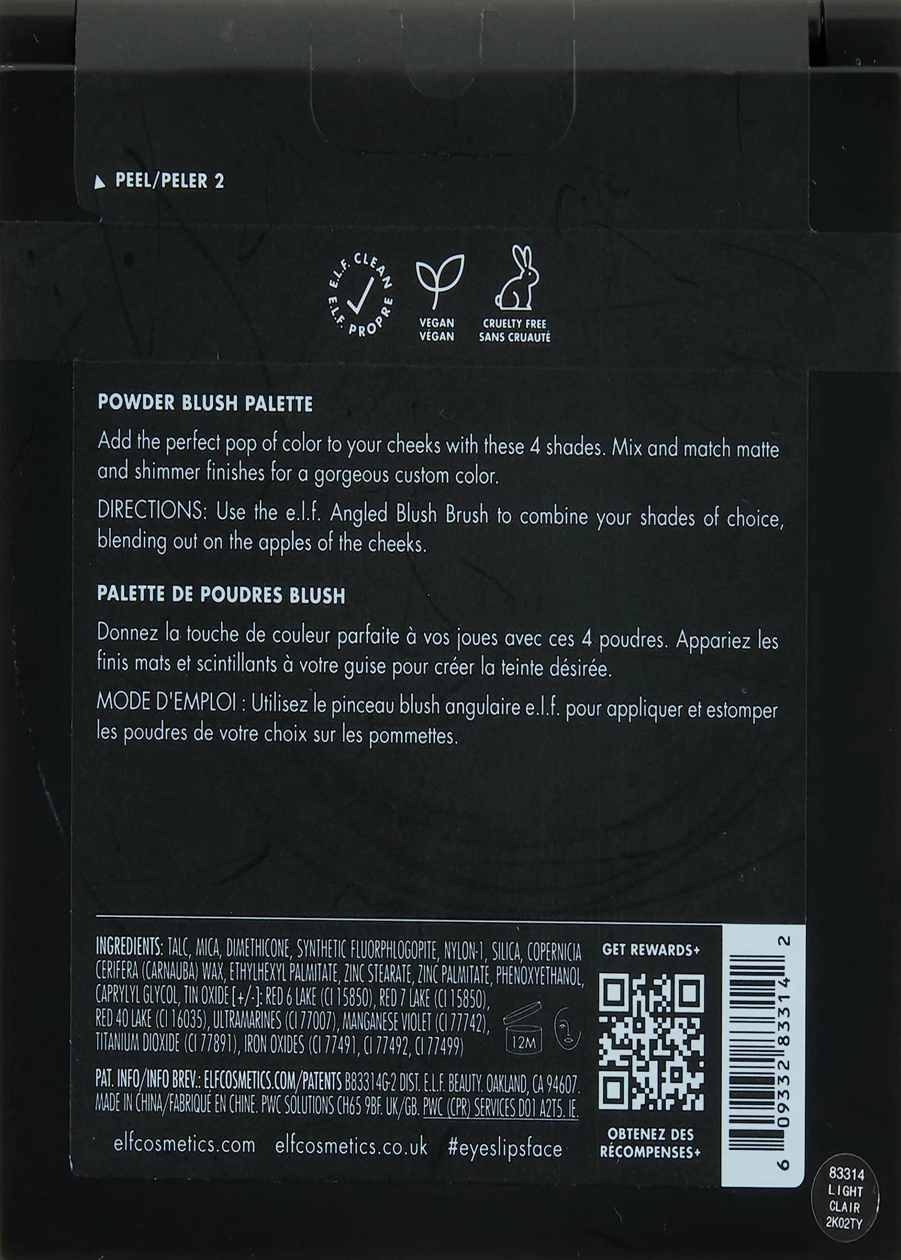 Paleta de rubor en polvo de Elf Cosmetics, cuatro tonos de rubor para una pigmentación hermosa y duradera, 1 unidad (paquete de 1) 