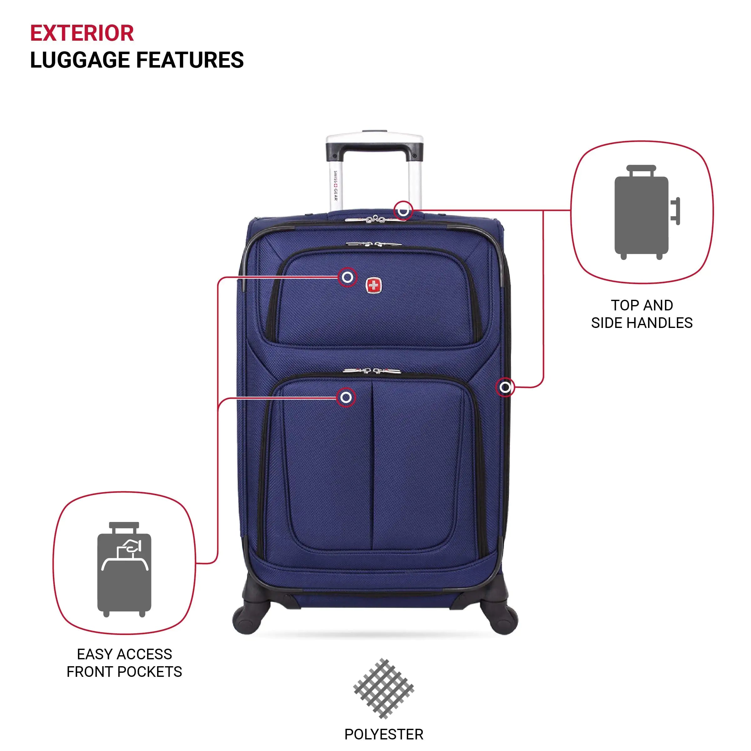 SwissGear Sion Softside Expandable Luggage, Blue, Checked-Medium 25-Inch - Vivareflex Online