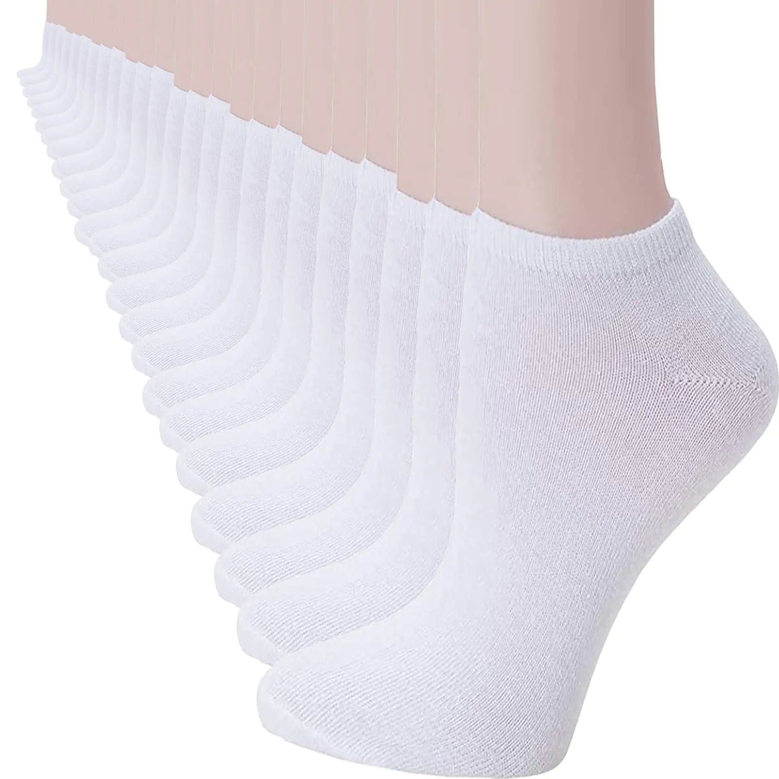 14 pares de calcetines tobilleros de corte bajo para hombre y mujer, calcetines deportivos finos, talla 5-10, color blanco 