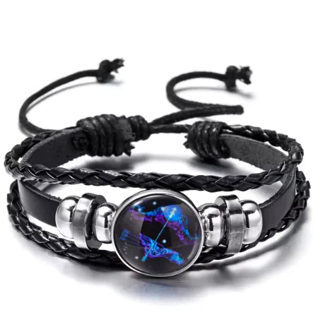 Luminous Zodiac Constellation Braided Couples Leather Bracelet for Men Vivareflex Online