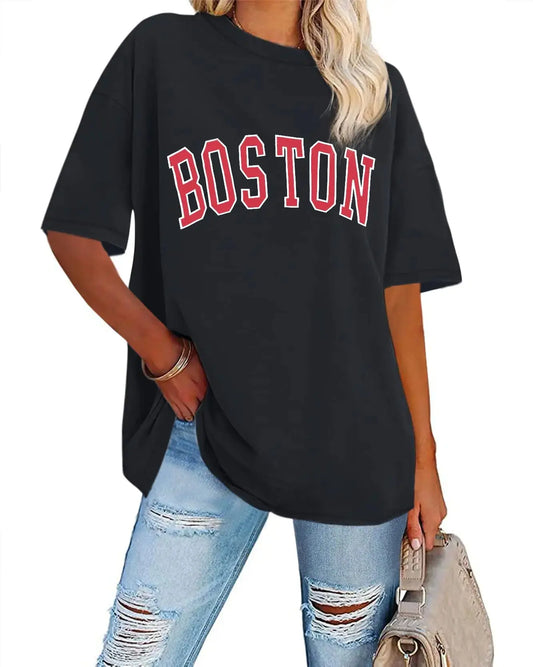 Rosemia Womens Oversized T-Shirt - Crew Neck Summer Short Sleeve_Vivareflex_Online