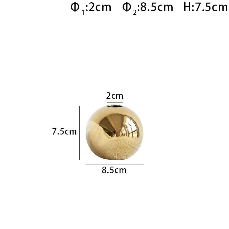 Round Design Golden Ceramic Ball Vase_Vivareflex_Online