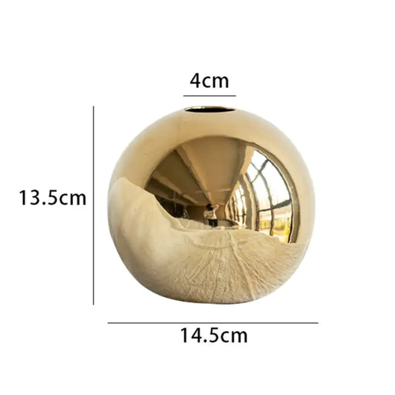 Round Golden Ceramic Ball Vase_Vivareflex_Online