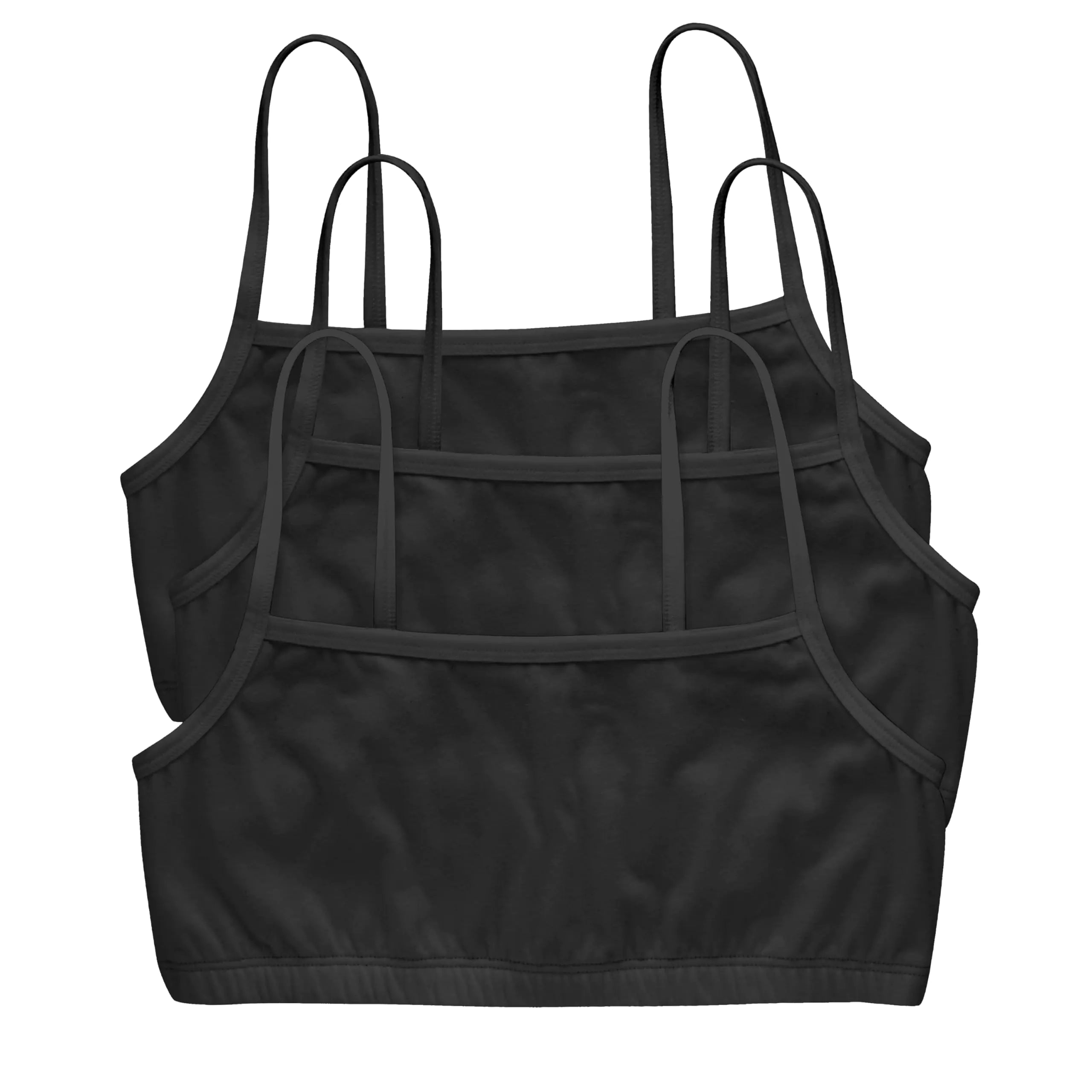 Bralette de algodón con tiras para mujer Hanes (paquete de 3) talla extragrande, negro/negro/negro 