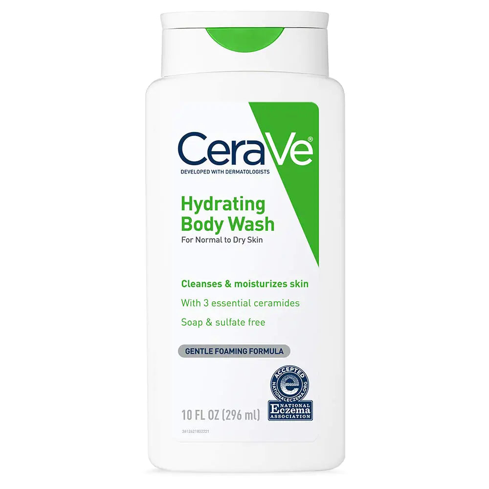 Gel de baño CeraVe para piel seca | Gel de baño hidratante con ácido hialurónico y ceramidas | Sin parabenos, sulfatos ni fragancias | 10 onzas 