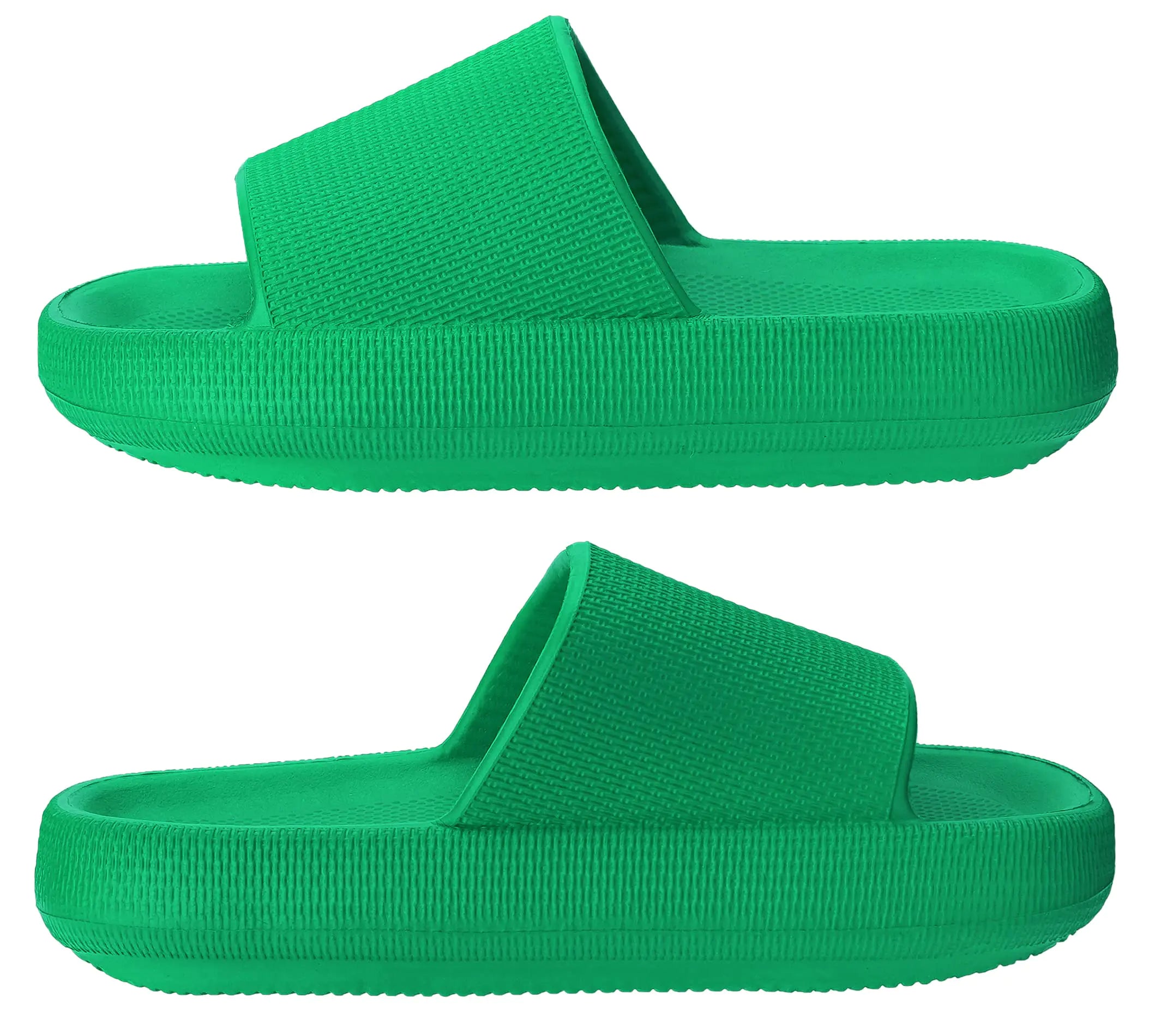 Joomra Pillow Slippers for Women and Men Non Slip Quick Drying Shower Slides Bathroom Sandals | Ultra Cushion | Thick Sole 10.5-11.5 Women/9-10 Men Green