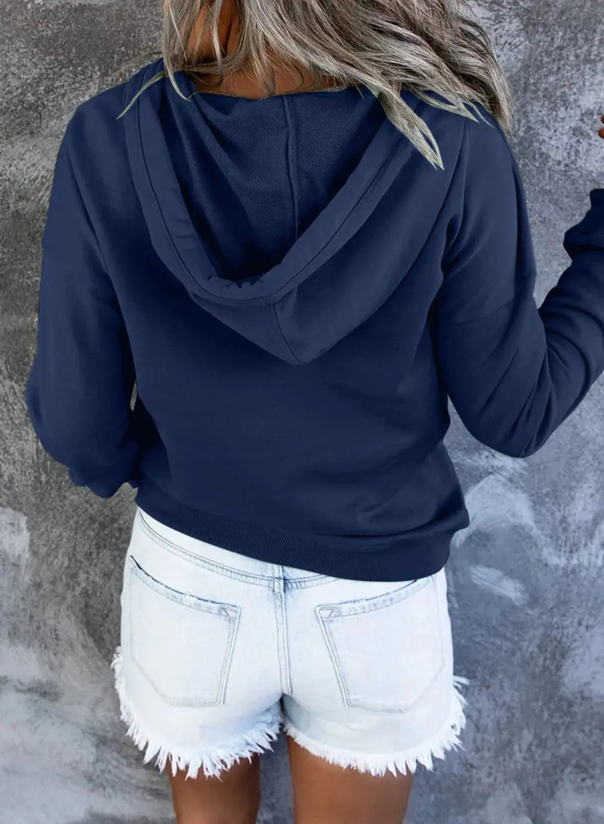 SHEWIN Women's Casual Hoodies Long Sleeve Solid Lightweight Pullover Tops Loose Sweatshirt with Pocket Button 3X-Large B Navy Blue - Vivareflex Online