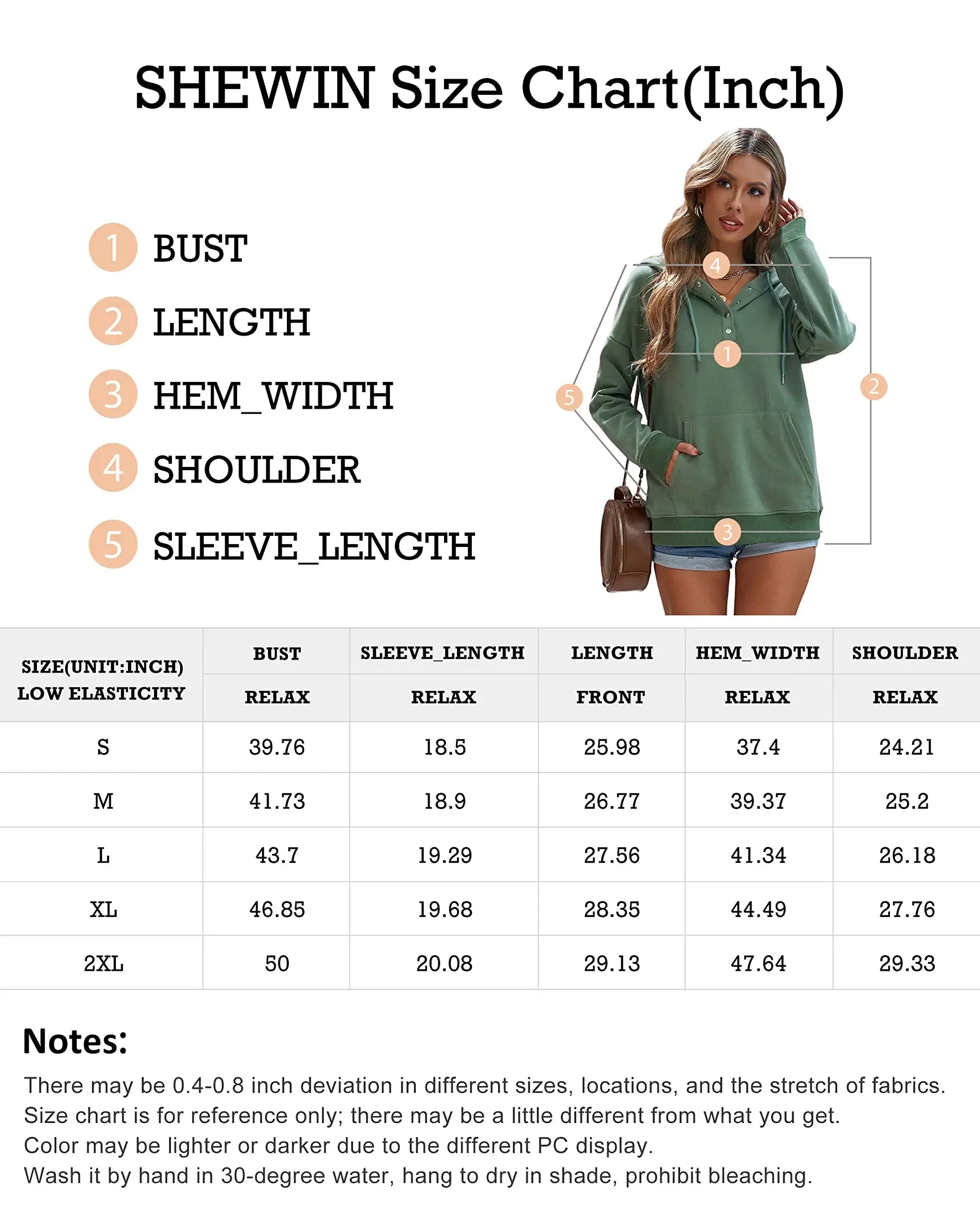 SHEWIN Women's Casual Hoodies Long Sleeve Solid Lightweight Pullover Tops Loose Sweatshirt with Pocket Button 3X-Large B Navy Blue - Vivareflex Online