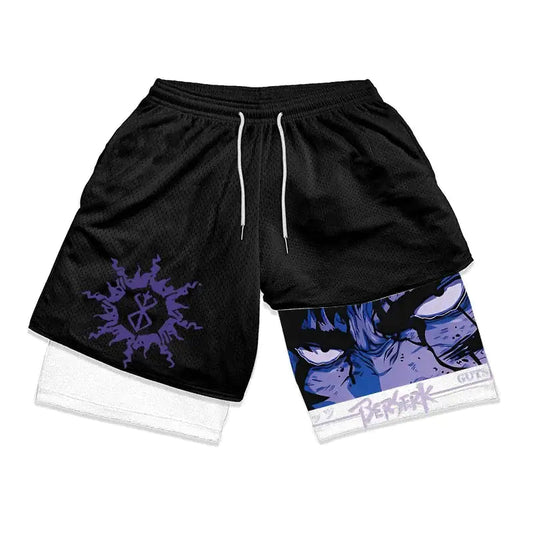 Anime Berserk 2 in 1 Gym Shorts for Men Vivareflex Online