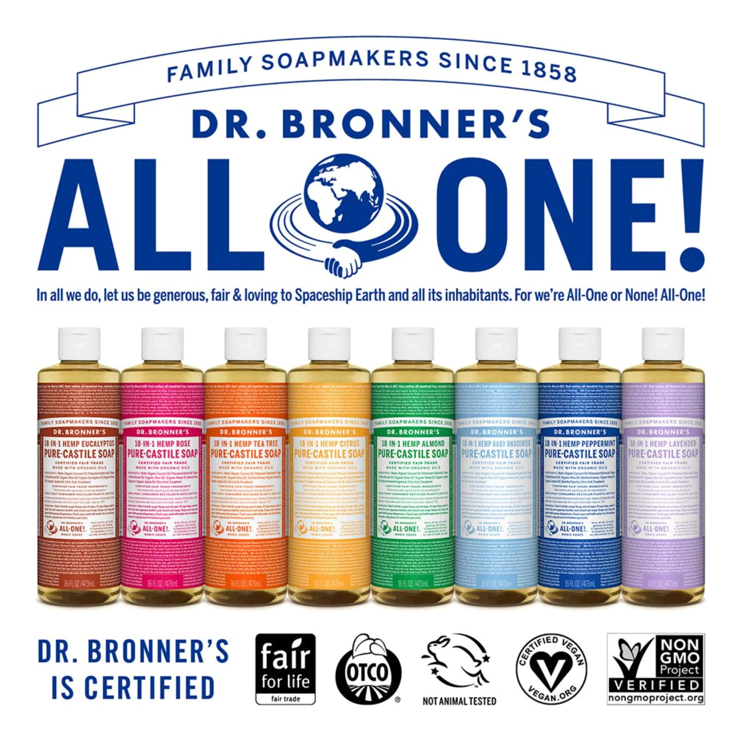 Dr. Bronner’s Pure-Castile Liquid Soap - Baby Unscented (16 oz) | Organic, Multi-Purpose, Gentle for Sensitive Skin