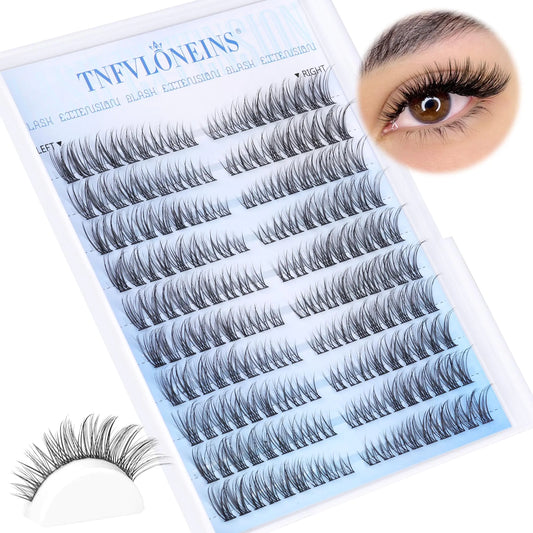 TNFVLONEINS Wispy Cluster Eyelash Extensions – Natural DIY C Curl Lashes - Vivareflex Online