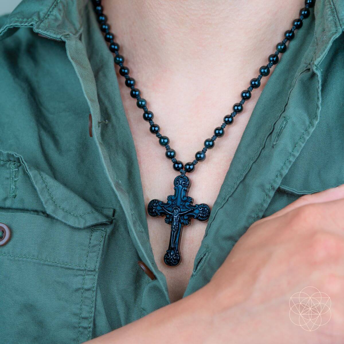 Sacred Armor: Black Obsidian Cross of Faith & Protection Conscious Items