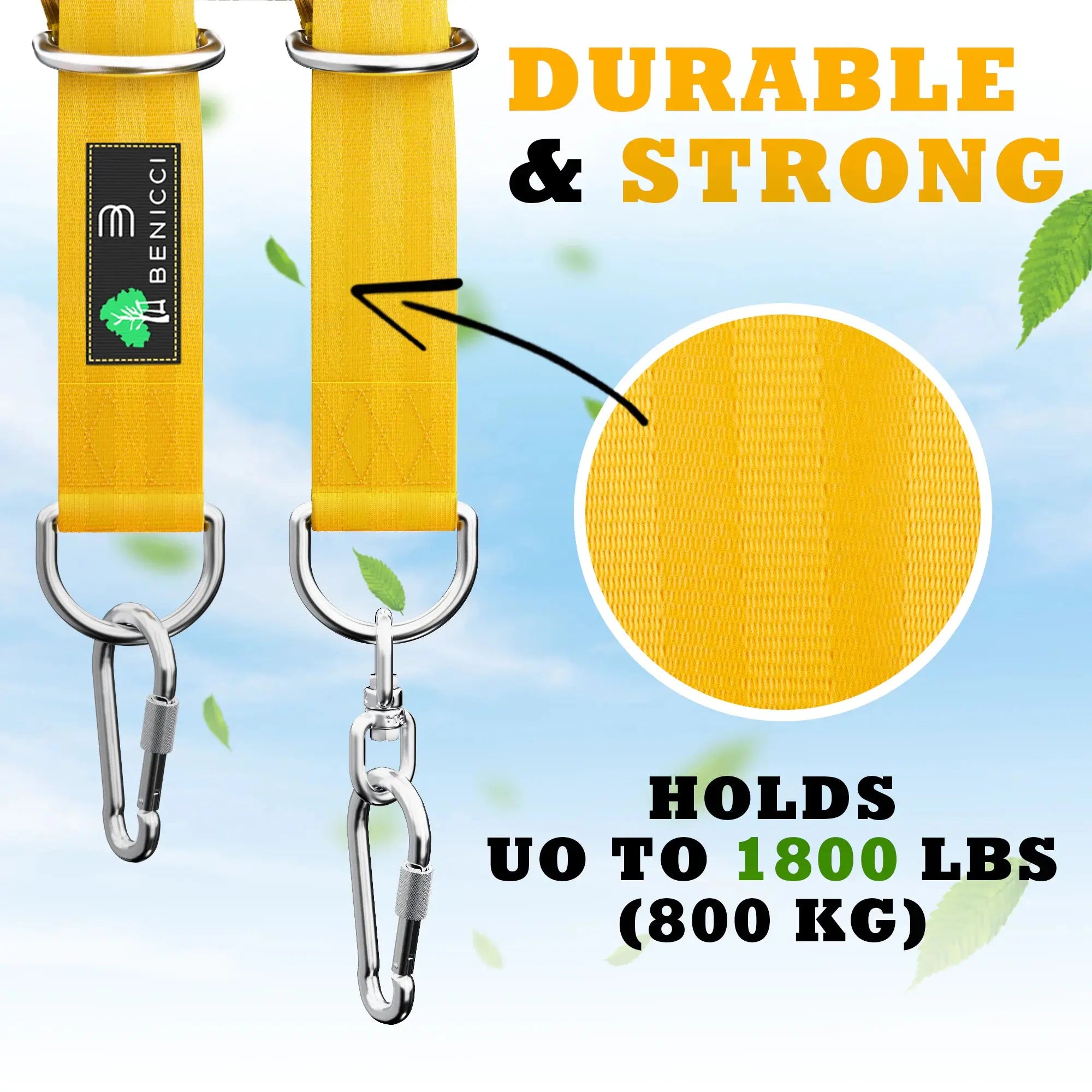 SafeTree 10ft Swing Strap Set - Dual Carabiners & 2000lb Strength Vivareflex Online