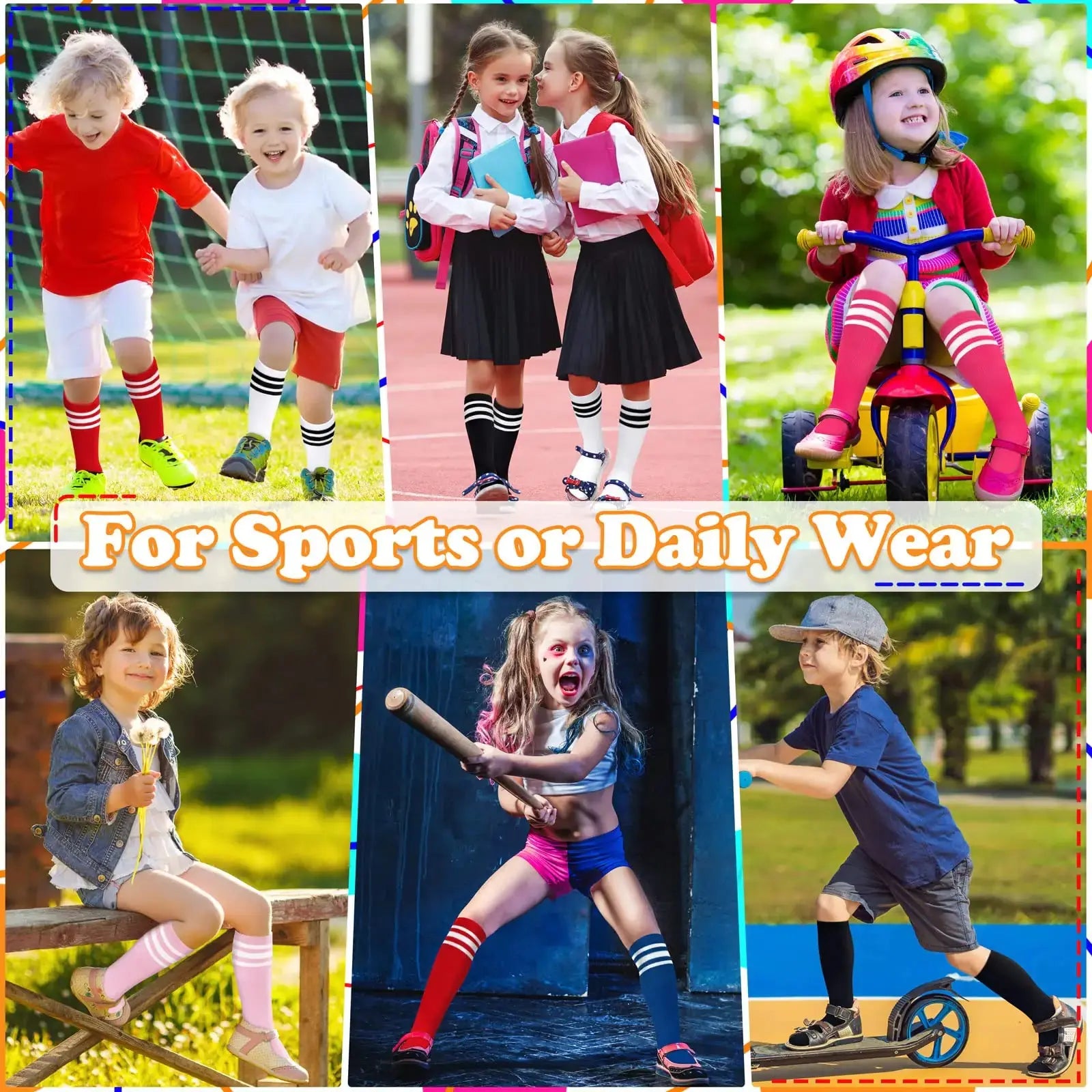 4 Pairs Kids Soccer Socks - Knee High Toddler Soccer Socks_Vivareflex_Online