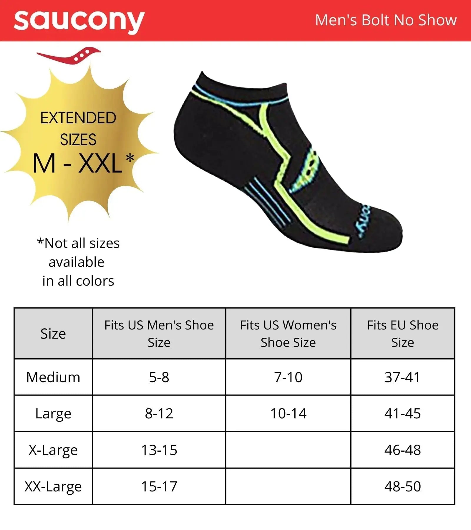Saucony Men's RunDry Bolt Performance No-Show Socks (6 Pairs) - Grey/Black, M-XXL - Vivareflex Online