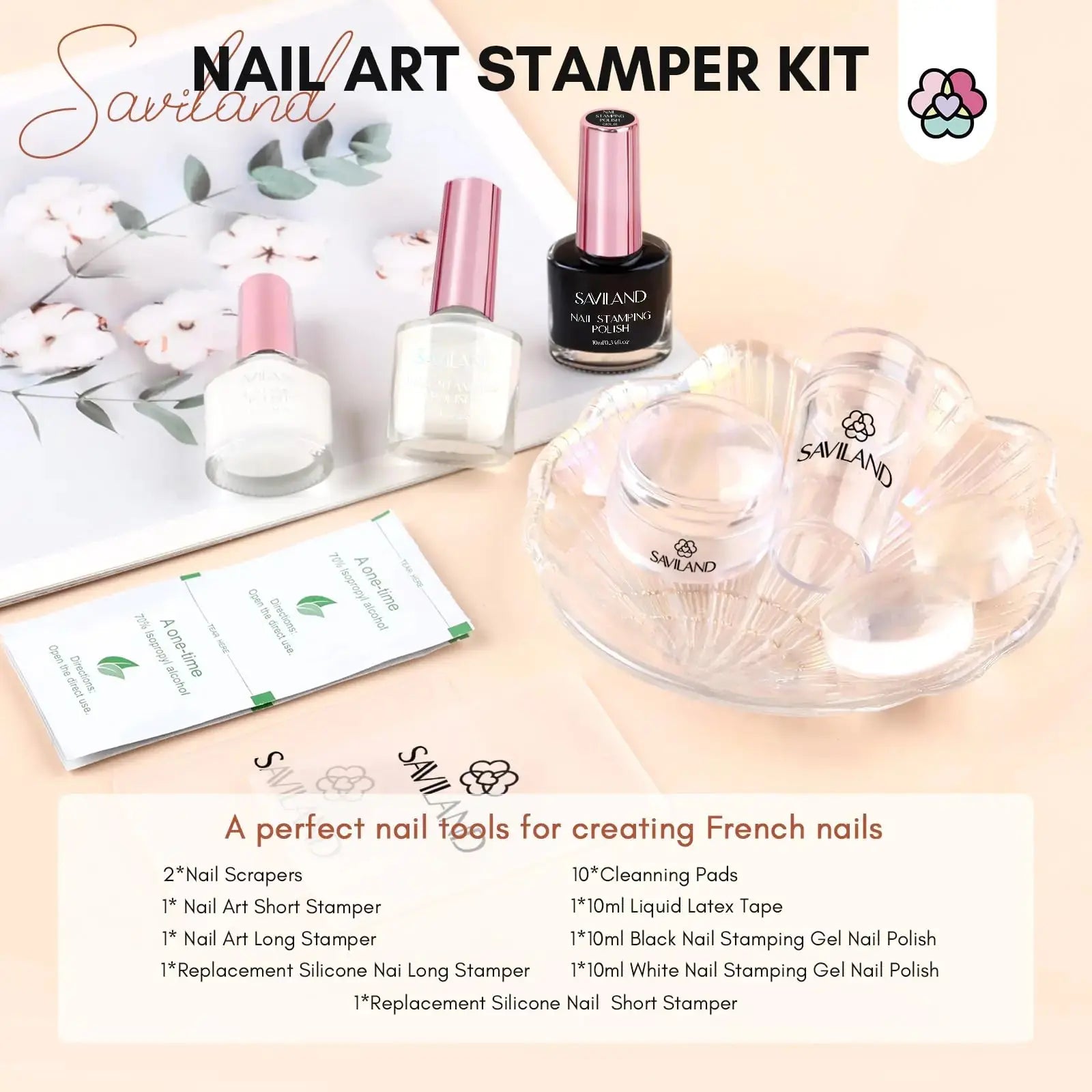 Saviland French Tip Nail Stamp 10Pcs French 3A-Nail Stamper Kit_Vivareflex_Online