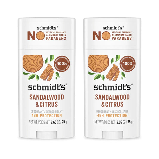 Schmidt's Aluminum-Free Vegan Deodorant - Sandalwood & Citrus (2 Count) - Vivareflex Online