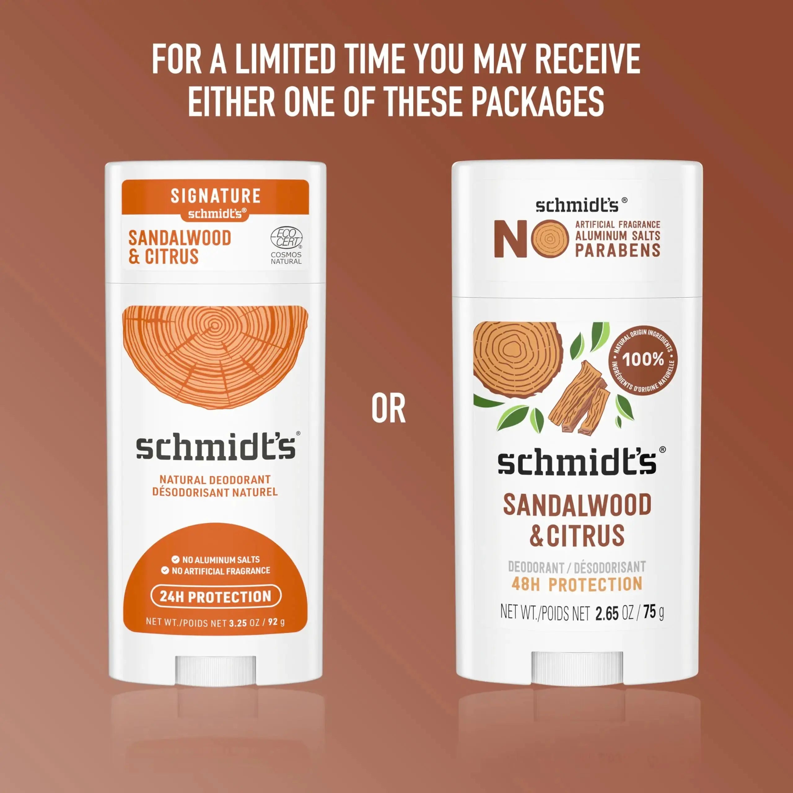 Schmidt's Aluminum-Free Vegan Deodorant - Sandalwood & Citrus (2 Count) - Vivareflex Online