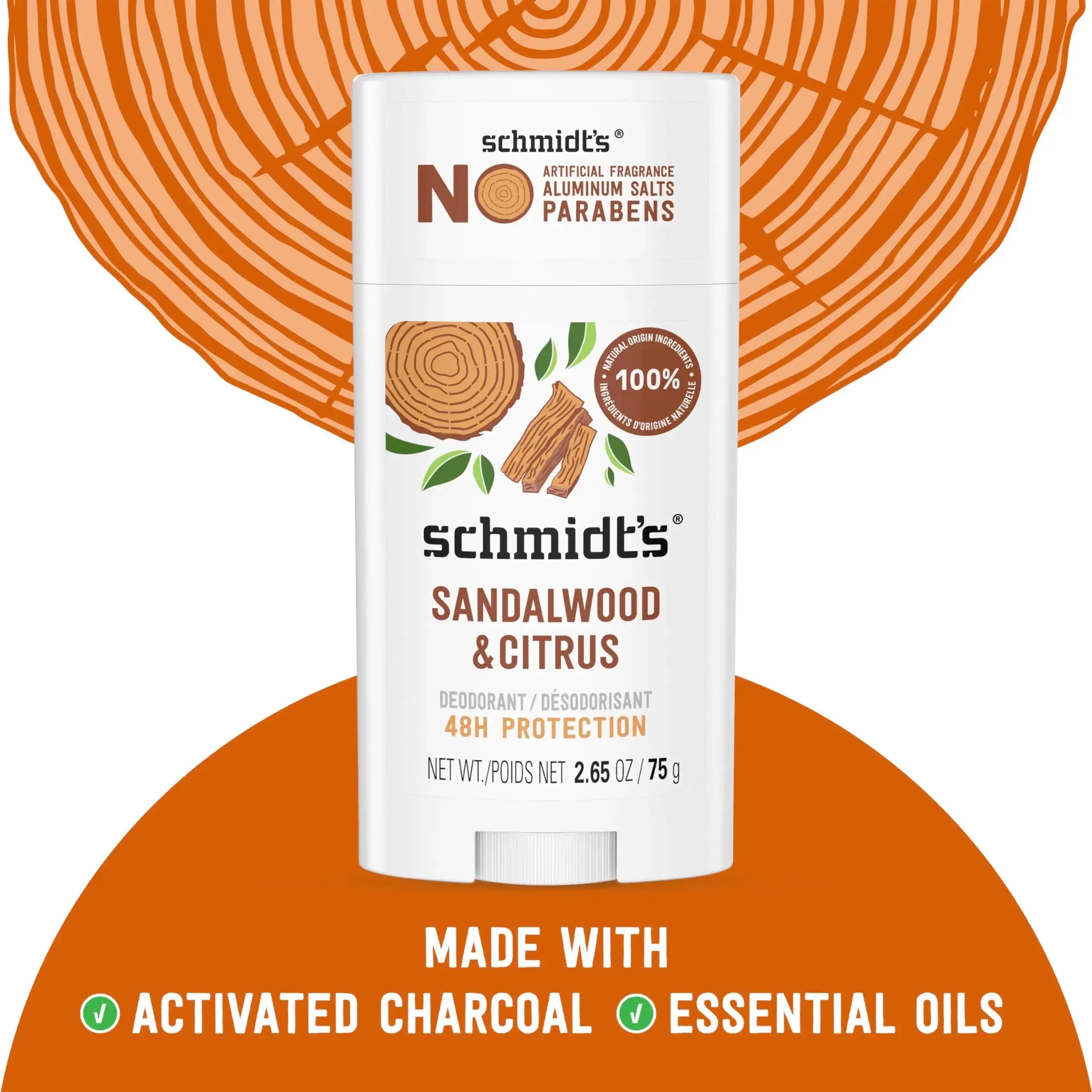 Schmidt's Aluminum-Free Vegan Deodorant - Sandalwood & Citrus (2 Count) - Vivareflex Online