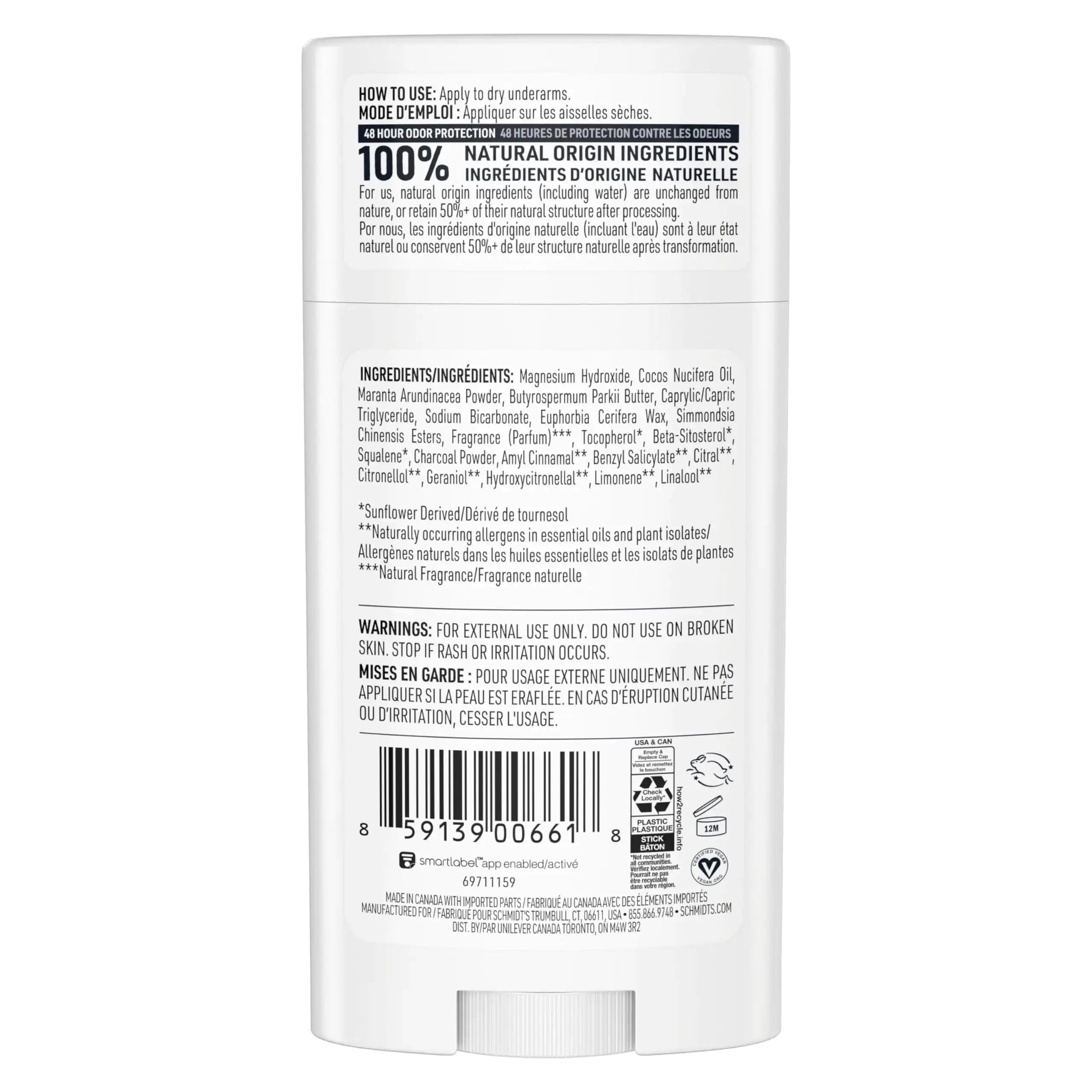 Schmidt’s Charcoal & Magnesium Aluminum-Free Vegan Deodorant - 2 Count - Vivareflex Online