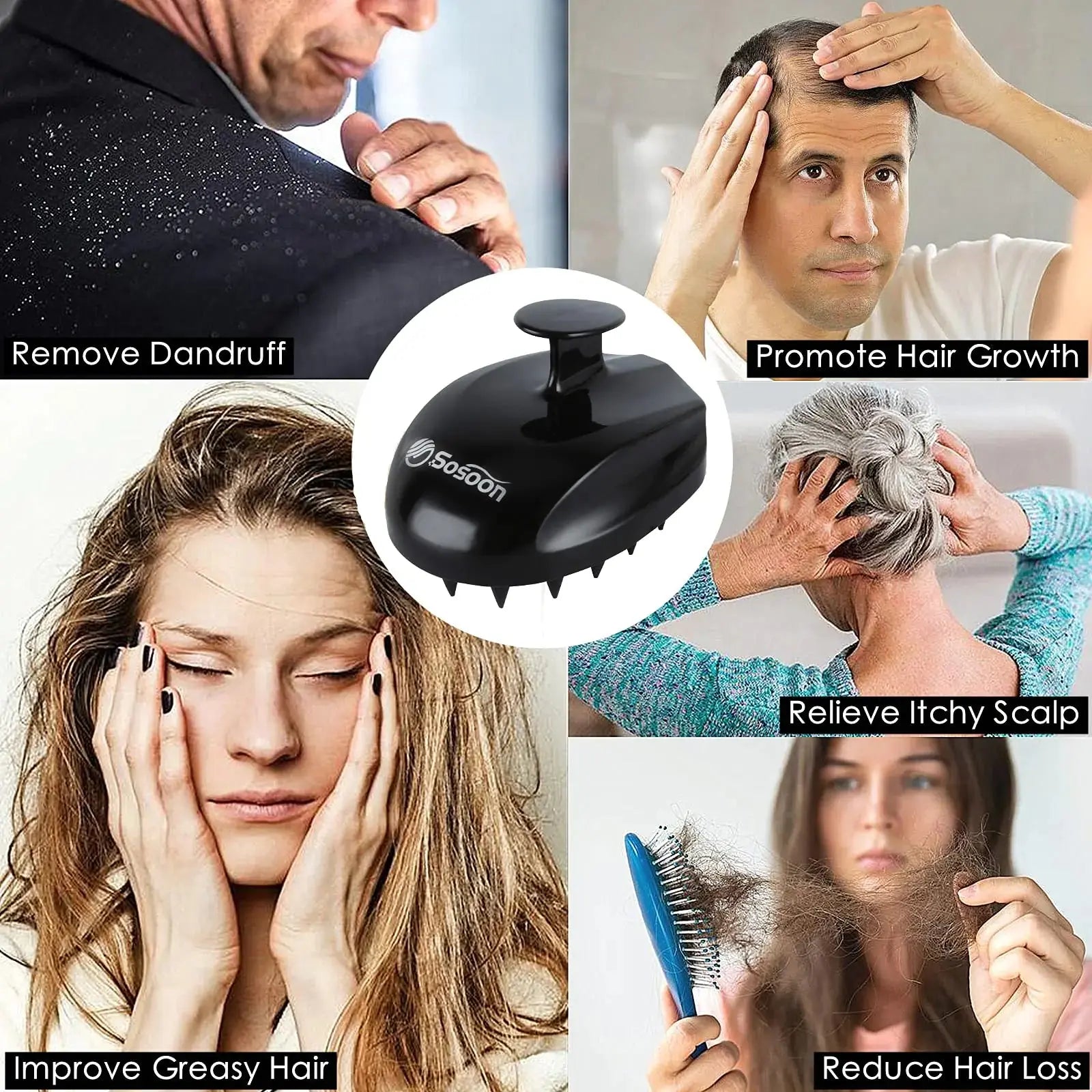 Shampoo Brush & Scalp Massager for Stress Relief and Hair Growth – Perfect for Men, Women, and Kids - Vivareflex Online