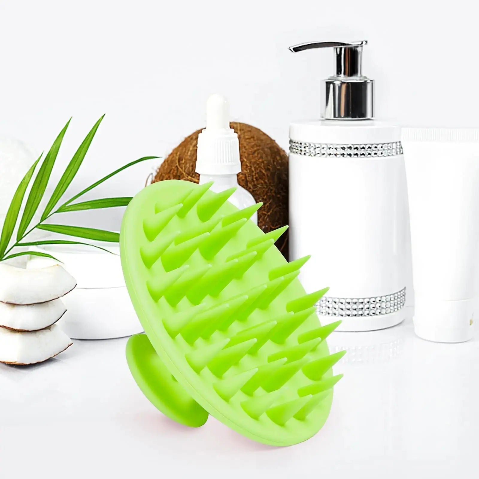 Silicone Scalp Massager Shampoo Brush, Scalp Brush for Hair Growth & Dandruff Removal, Hair Scrubber Scalp Stimulator Exfoliator Brush with Soft Bristles for Wet Dry Scalp Care (Green) Green - Vivareflex Online