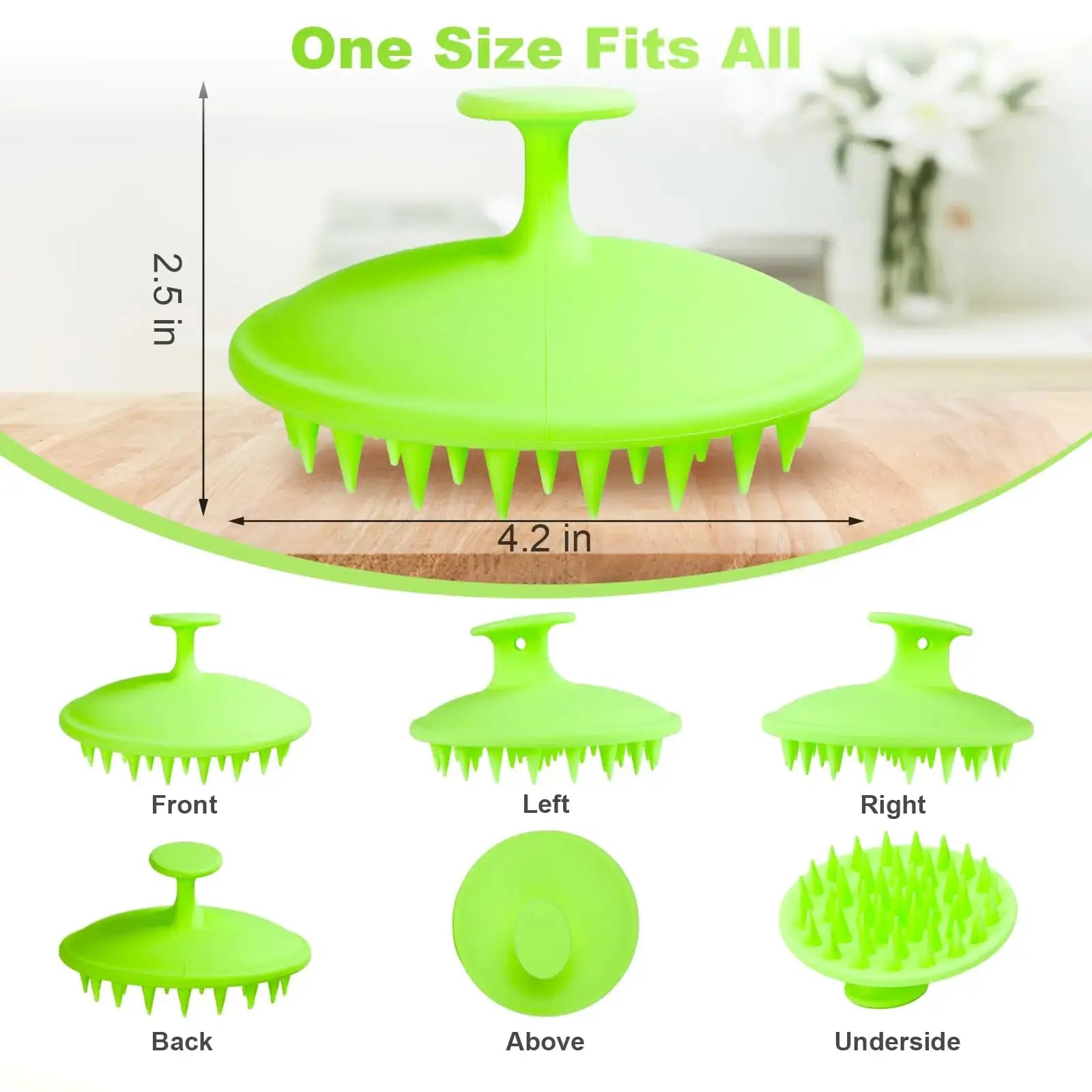 Silicone Scalp Massager Shampoo Brush, Scalp Brush for Hair Growth & Dandruff Removal, Hair Scrubber Scalp Stimulator Exfoliator Brush with Soft Bristles for Wet Dry Scalp Care (Green) Green - Vivareflex Online
