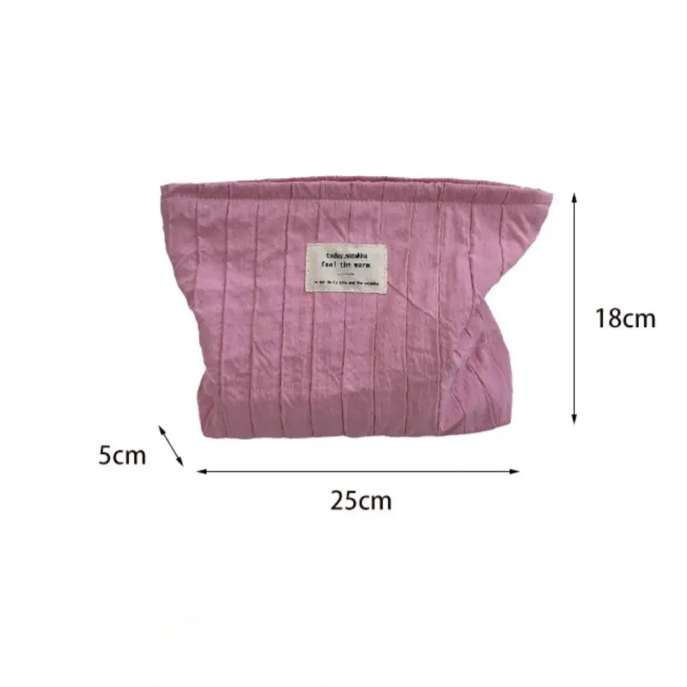 Simple Solid Color Striped Makeup Bag Women's Cosmetic Bag Makeup Case Female Travel Storage Bags Girls Clutch Purse Handbags Ultimate Bag Store