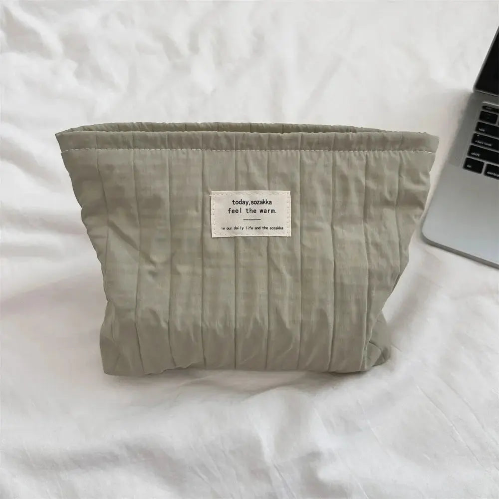 Simple Solid Color Striped Makeup Bag Women's Cosmetic Bag Makeup Case Female Travel Storage Bags Girls Clutch Purse Handbags Ultimate Bag Store