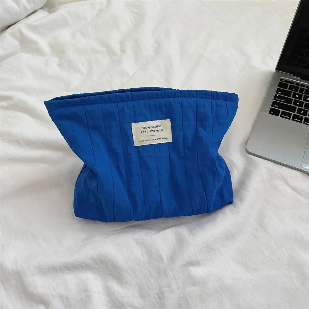 Simple Solid Color Striped Makeup Bag Women's Cosmetic Bag Makeup Case Female Travel Storage Bags Girls Clutch Purse Handbags Ultimate Bag Store