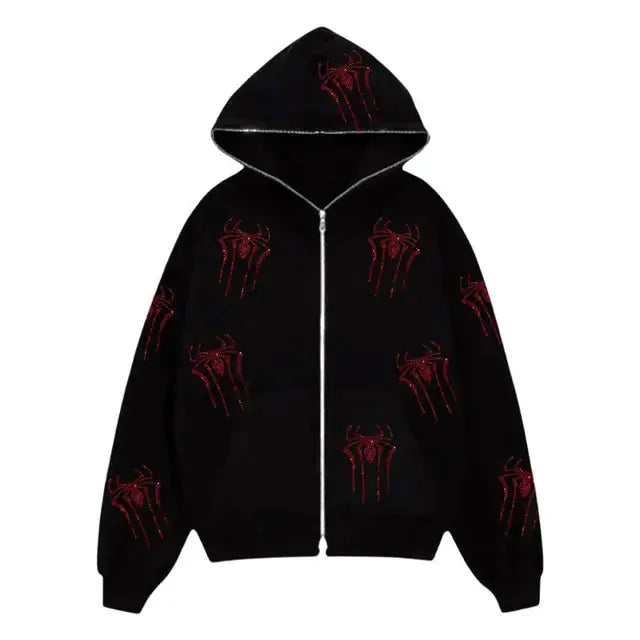Skeleton Rhinestones Off White Full Zip Hoodie Men/Women Tops Vivareflex Online