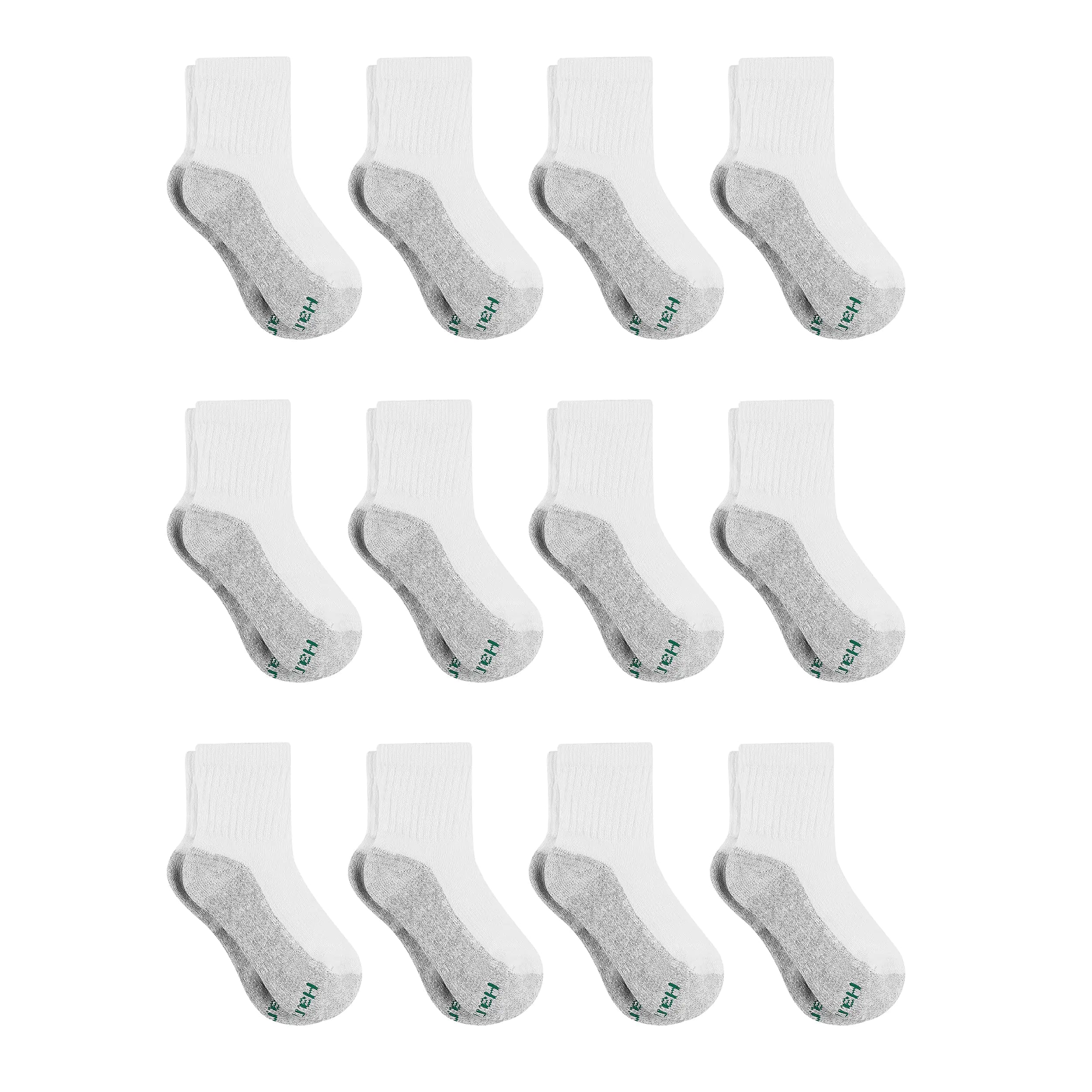 Calcetines Hanes para niños, con acolchado doble resistente y sin costuras en el tobillo, paquete de 12 pares, calcetines invisibles grandes, color negro, paquete de 12