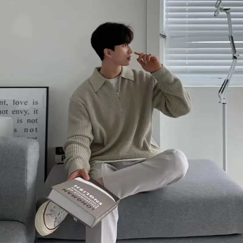 Spring Autumn New Knitting Polo Shirt for Men Vivareflex Online