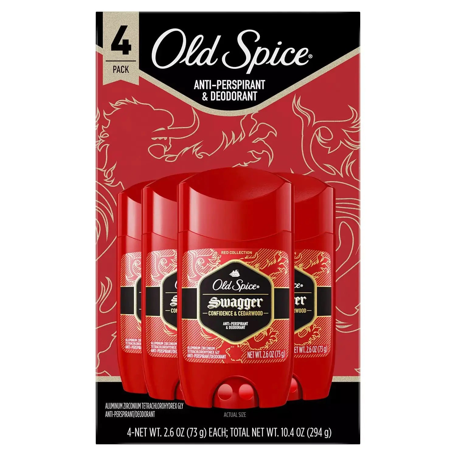 Déodorant anti-transpirant solide invisible Swagger d'Old Spice pour hommes, 2,6 oz (paquet de 4) 2,6 onces (paquet de 4)