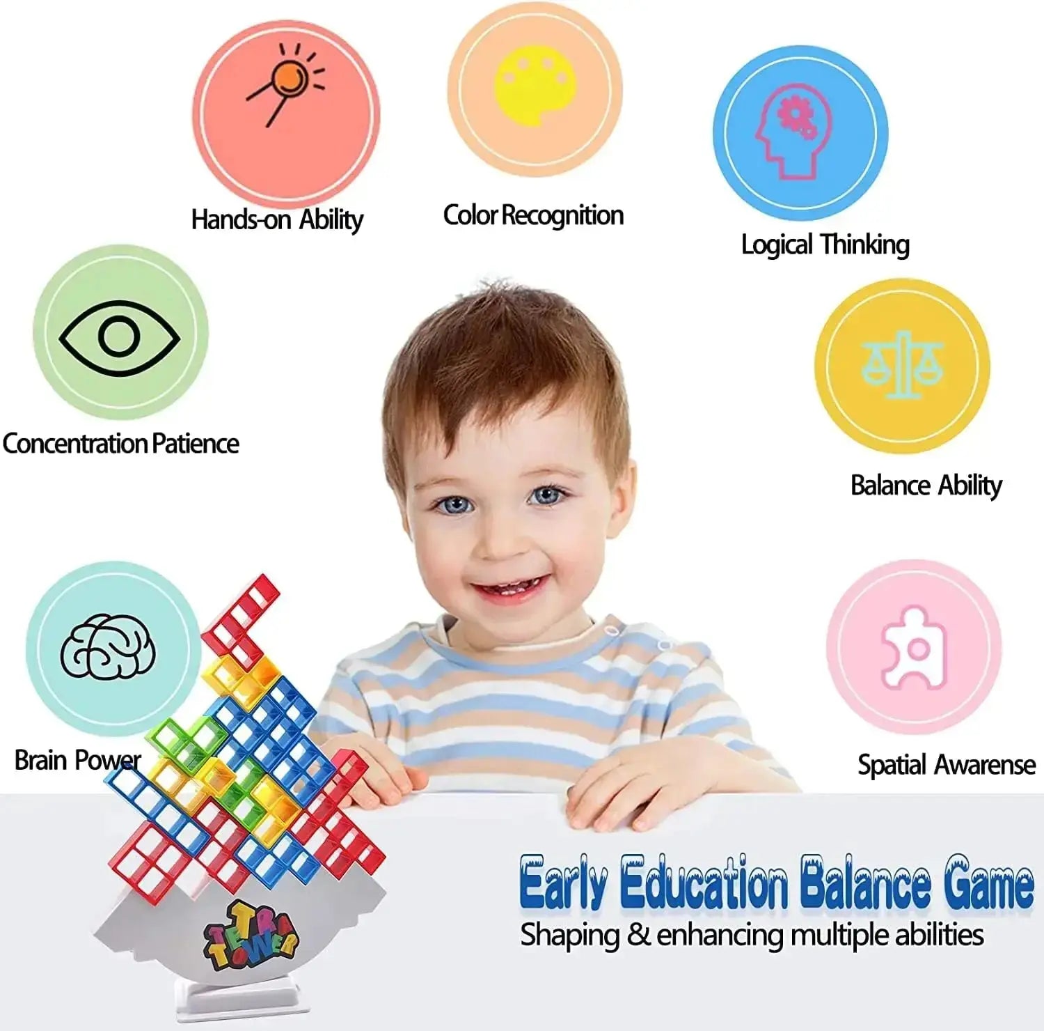 Stacking Blocks Tetra Tower Balance Game - Vivareflex Online