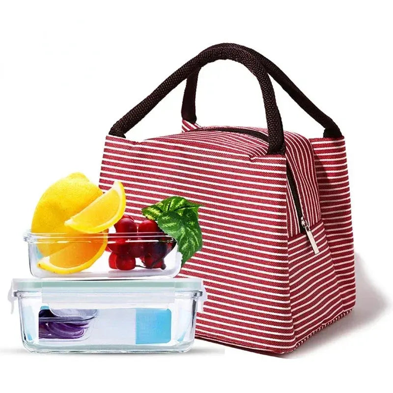 Stripe Women's Kids Lunch Bags Waterproof Insulated Picnic Foods Storage Container Handbag Thermal Lunch Box Cooler Bags Ultimate Bag Store