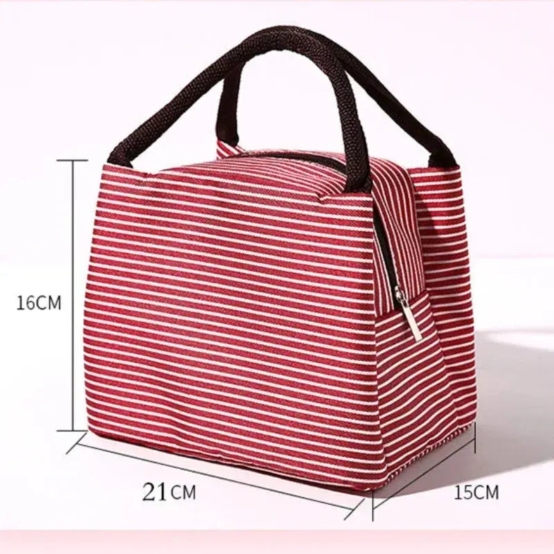 Stripe Women's Kids Lunch Bags Waterproof Insulated Picnic Foods Storage Container Handbag Thermal Lunch Box Cooler Bags Ultimate Bag Store
