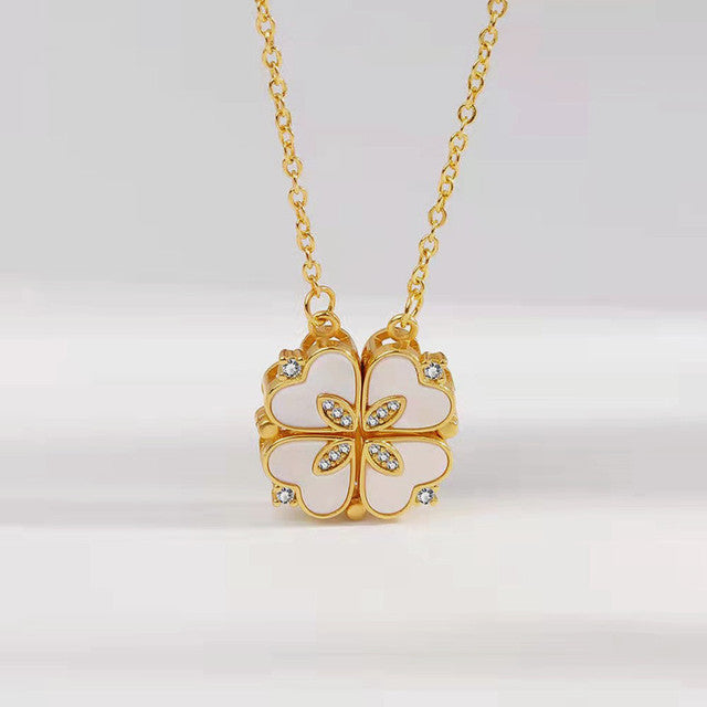 Stylish Heart-Shaped Four-Leaf Clover Necklace_Vivareflex_Online