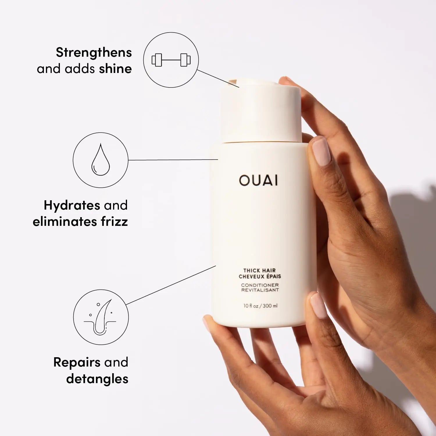 OUAI Thick Hair Conditioner - Moisturizing for Dry, Frizzy Hair - 10 oz - Vivareflex Online