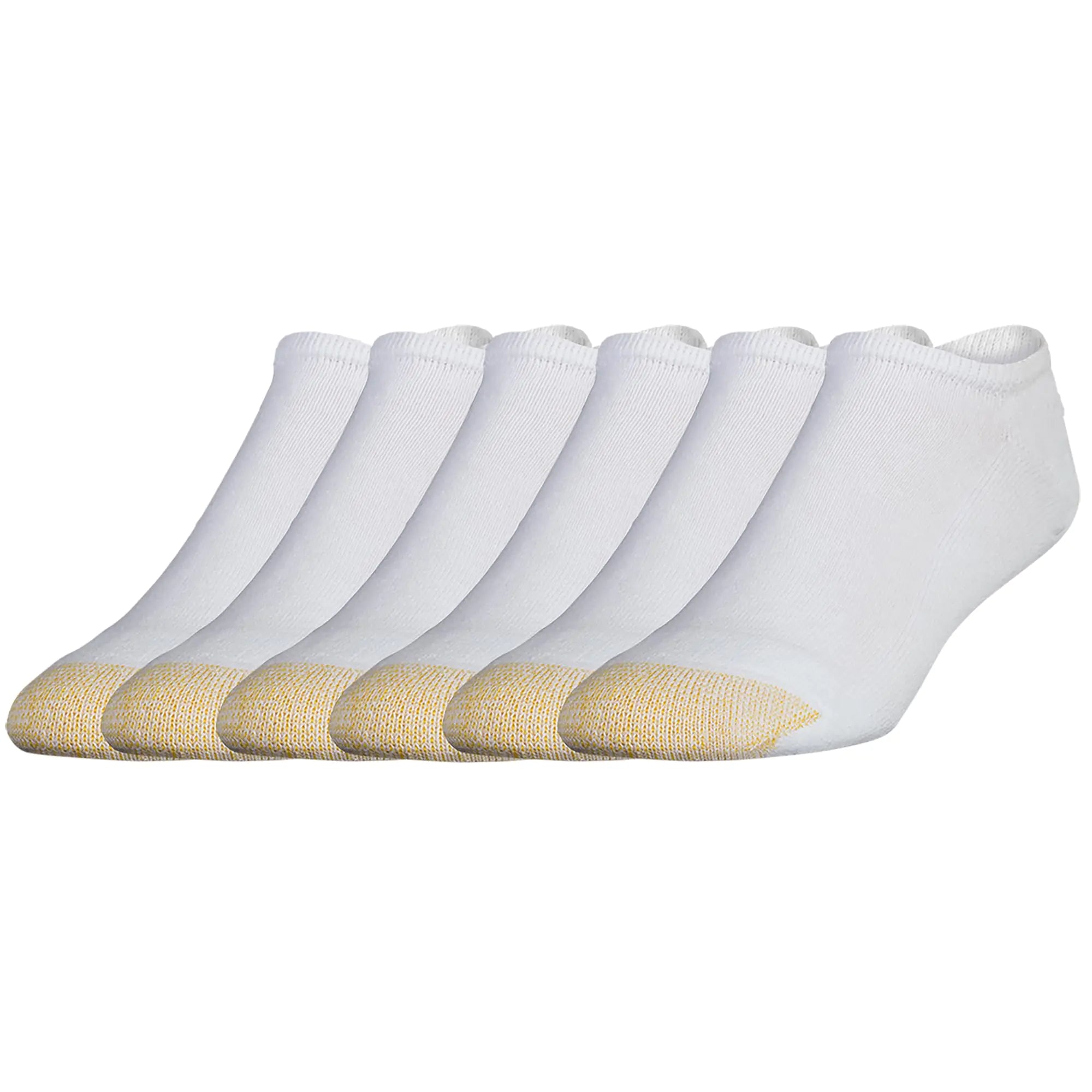 Calcetines deportivos invisibles de algodón 656F de GOLDTOE para hombre, varios pares, 1 PAQUETE DE 6 PARES, tallas de calzado 12-16, color blanco (6 pares) 