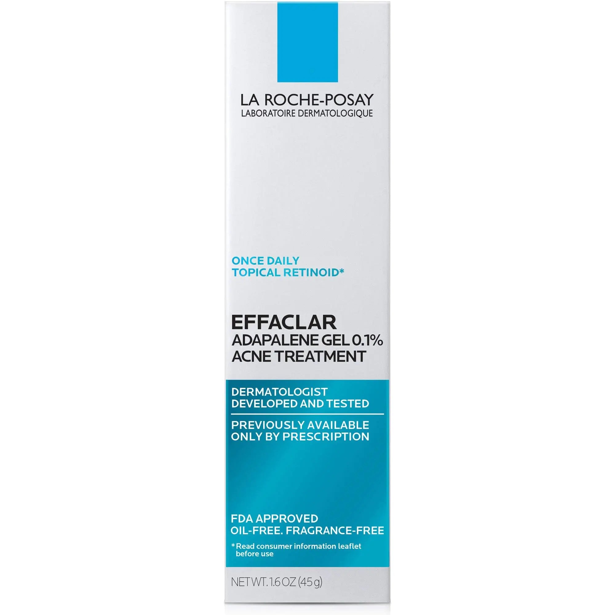 La Roche-Posay Effaclar Adapalene Gel 0.1% Acne Treatment - Retinoid Acne Cream for Clearer Skin