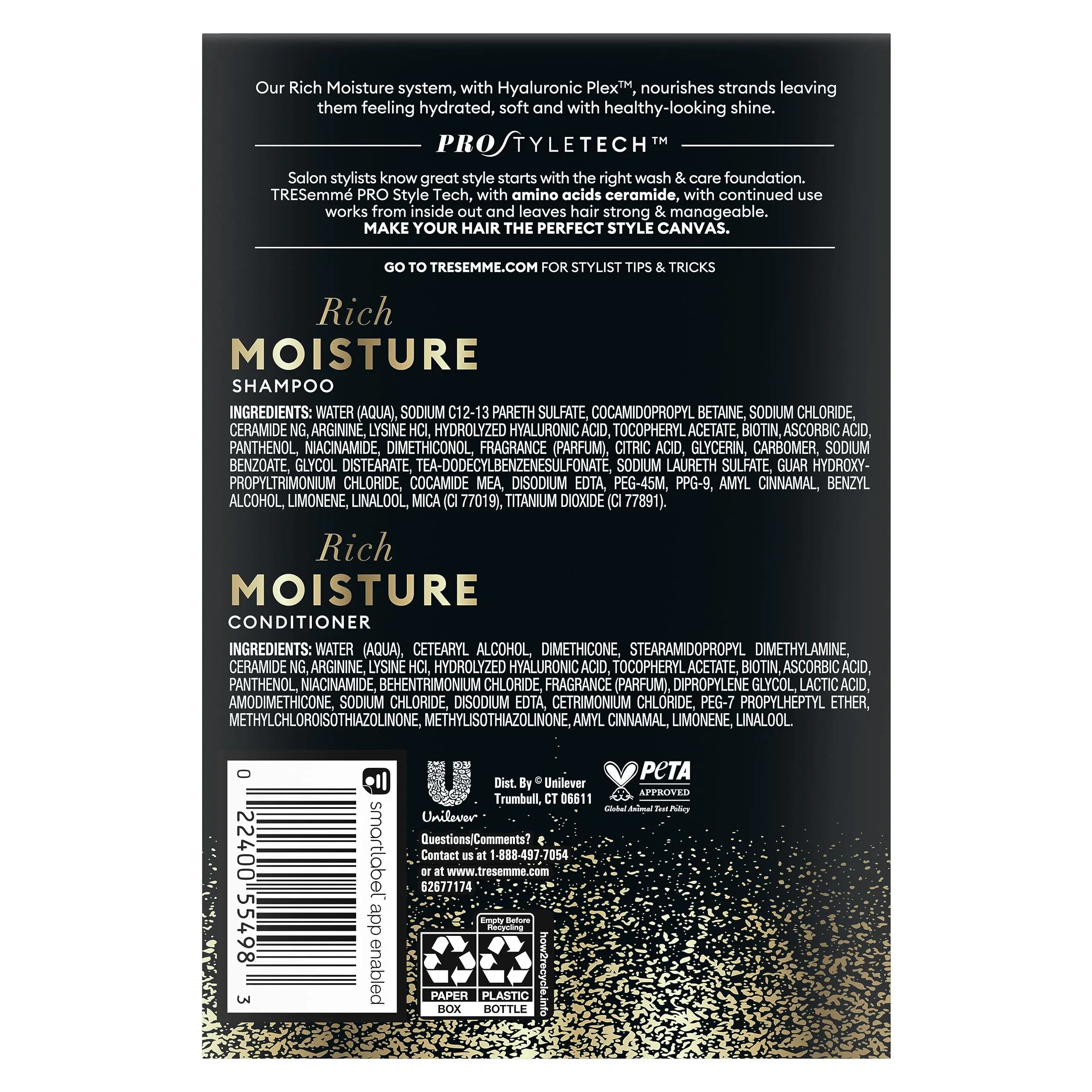 TRESemmé Rich Moisture Shampoo and Conditioner Rich Moisture Pack of 2 for Dry Hair Formulated With Vitamin E and Biotin 28 oz