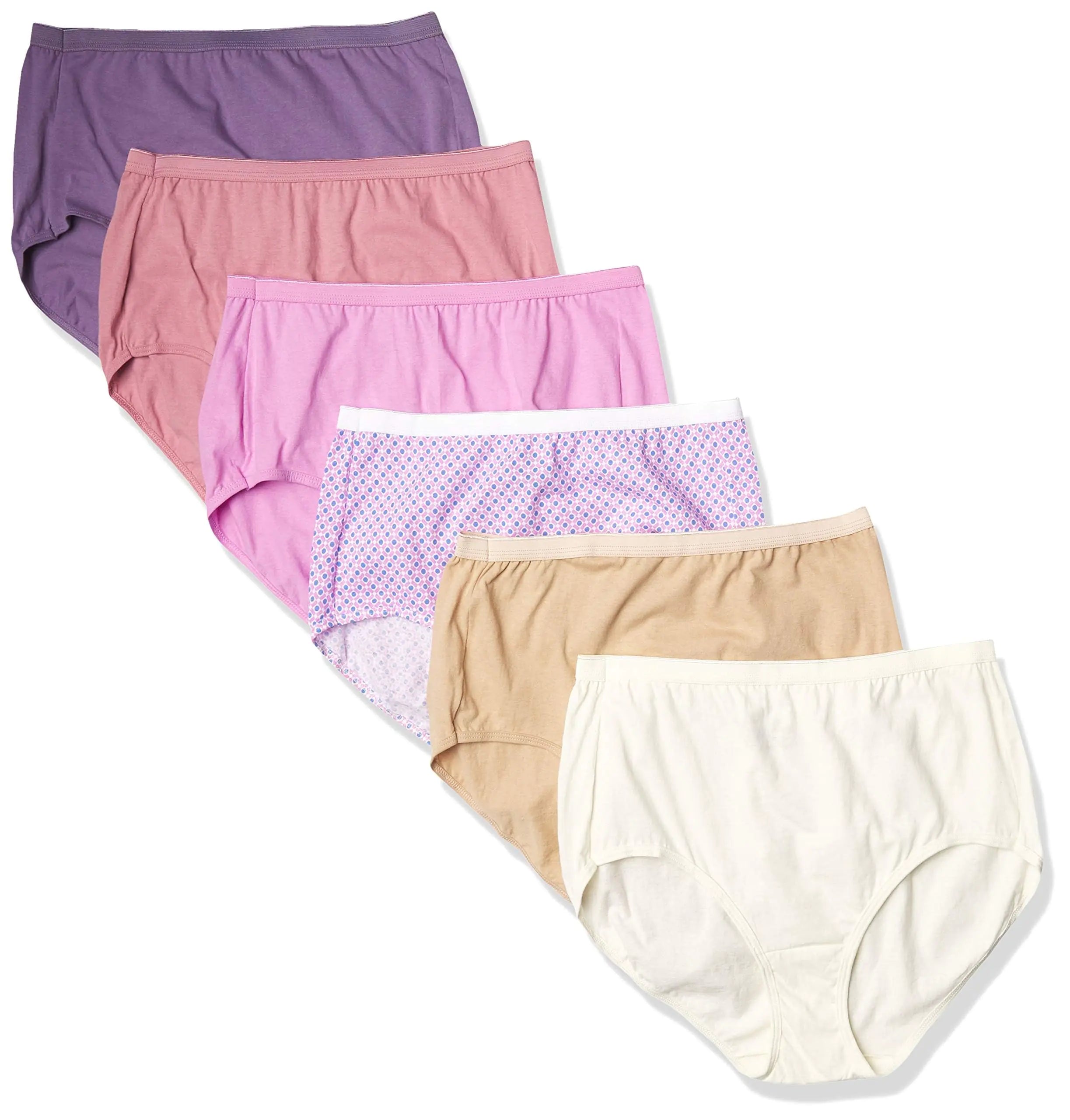 Calzoncillos tipo slip de algodón de cintura alta Just My Size de Hanes para mujer, paquete de 6 (los colores pueden variar), mezcla de estampados y colores lisos 13 