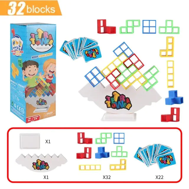 Jeu d'équilibre Tetra Tower avec blocs empilables