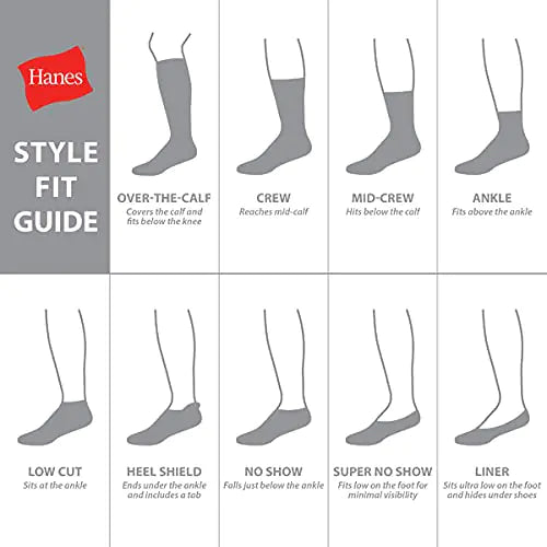 Hanes Men's Work Socks, 6-Pack 6-12 Black