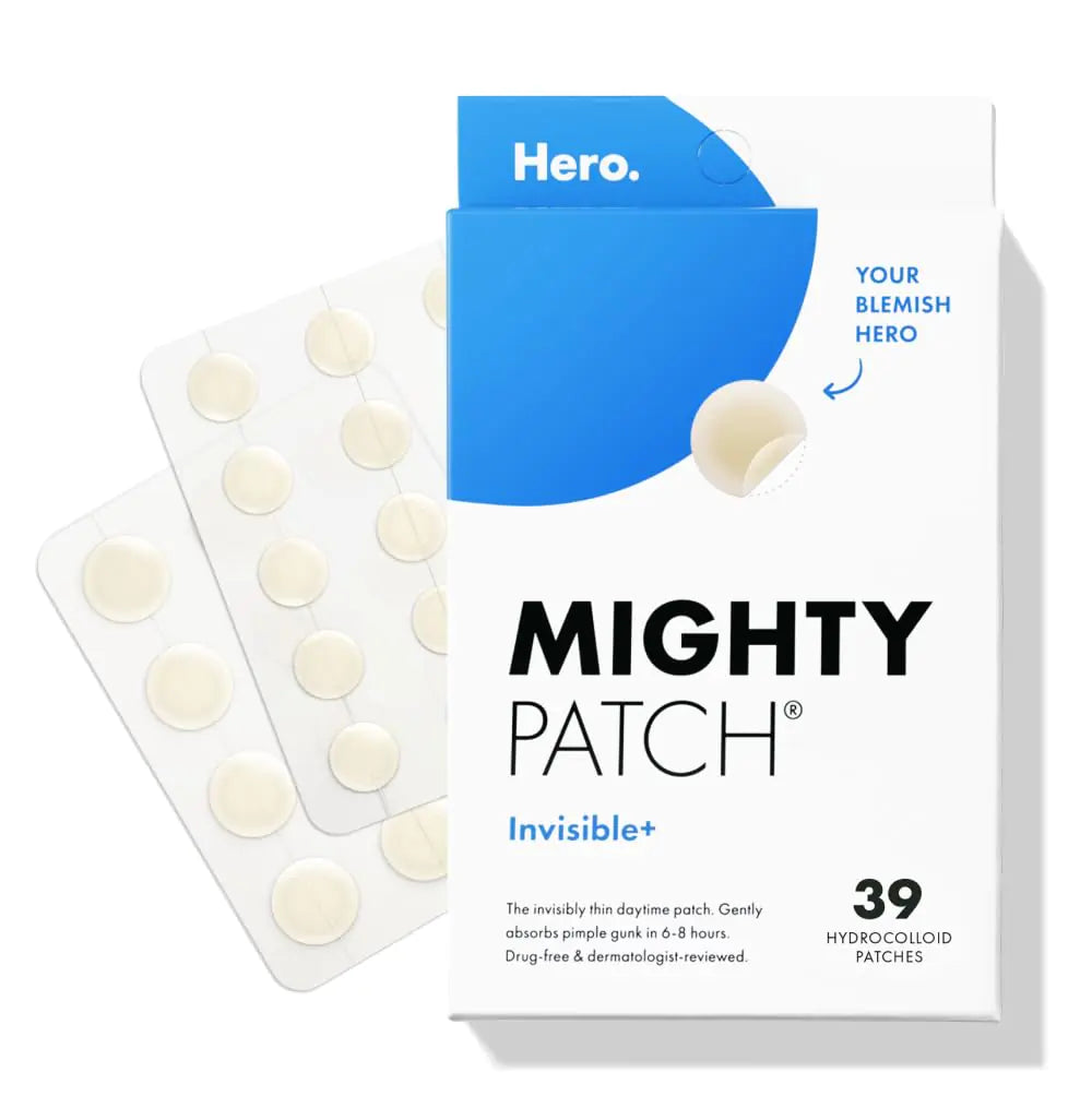 Parches invisibles Hero Cosmetics Mighty Patch™: parches hidrocoloides diurnos para cubrir granos y manchas, adhesivos ultrafinos para el rostro y la piel, aptos para veganos (39 unidades) 39 unidades (paquete de 1) 